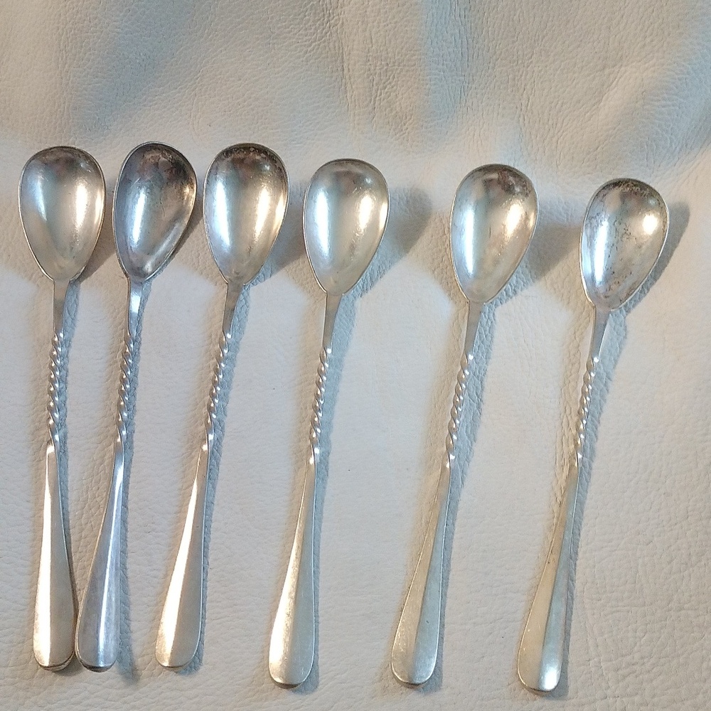 1840s Rogers brothers antique silver plate Windsor twist handle spoons 6 7/8"